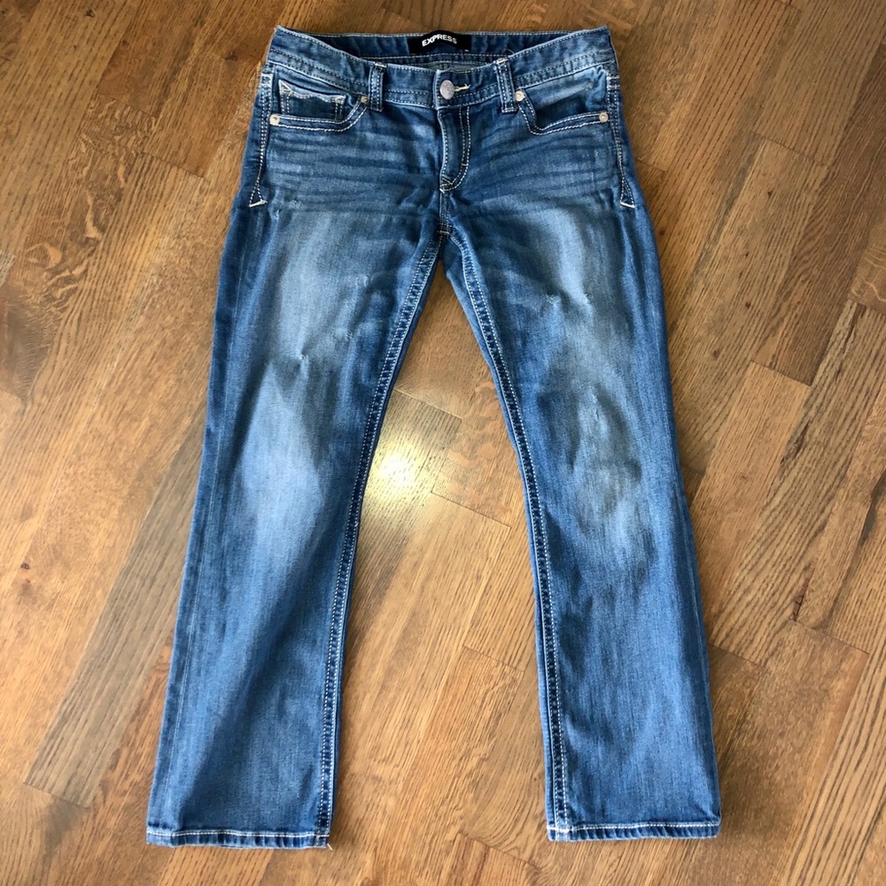 Express Low Rise Barely Boot Cut Jeans
